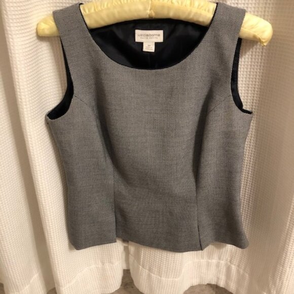 Liz Claiborne Grey n black sleeveless fitted top, size S/P - Picture 1 of 3